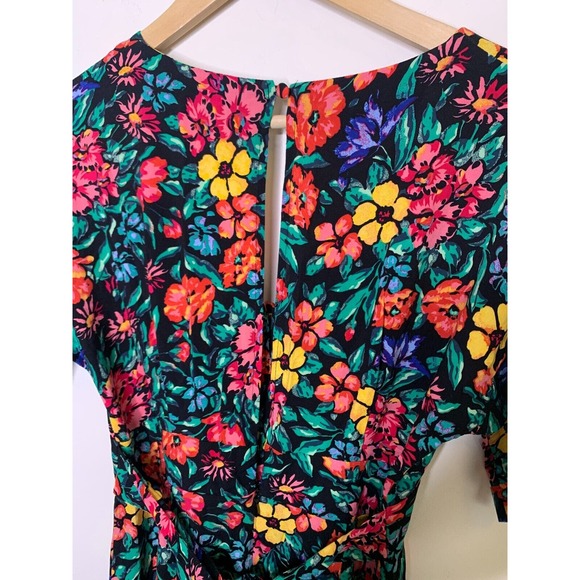 MNG Casual Womens Romper Size 4 Floral Print Body Suit Cloth Buttons Open Back - Picture 7 of 11